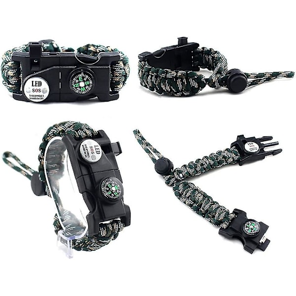 2-pack justerbart överlevnadsarmband, 7 hjärtformade paracord, utomhusklättring, äventyr, nödsituation, Sos Sos, lätt armband, multifunktion