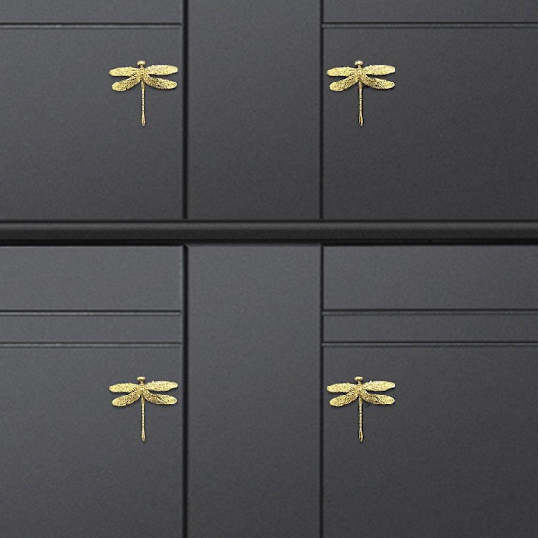 3xdragonfly Messing Møbelhåndtak Knotter Maskinvare For Garderobe Møbler