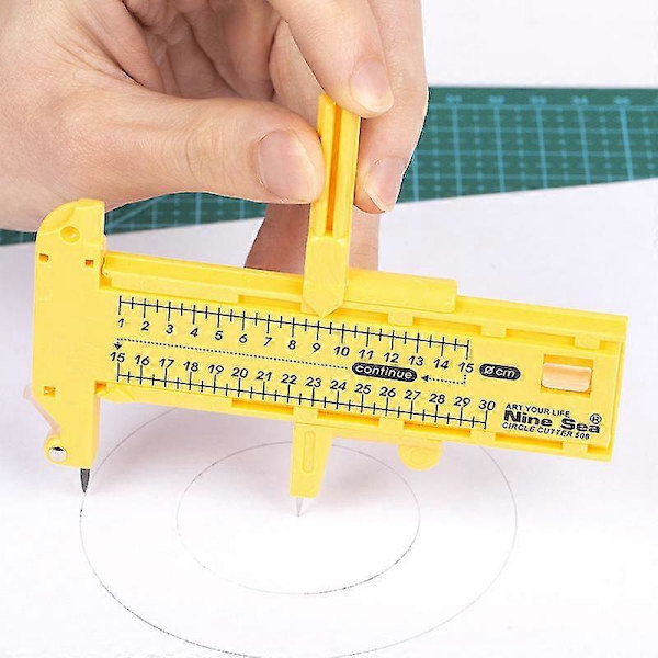 Justerbar Kompasskutter i PVC-plast, 10-300 mm, Gul, Hög Kvalitet