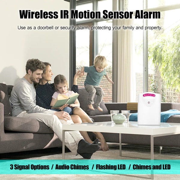 Multifunktionellt trådlöst uppfartslarm IR-rörelsesensor Larm Dörrklocka 1 Mottagare 2 Sändare för utomhusbruk i hemmet