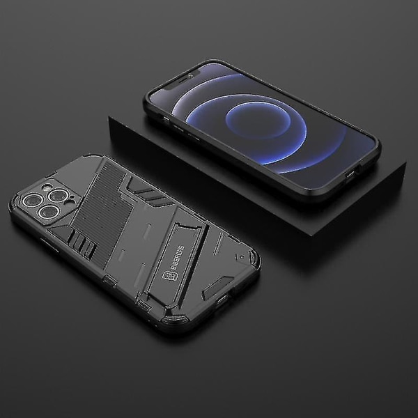 For Iphone 12 Pro Punk Armor 2 i 1 stk + Tpu støtsikkert deksel med usynlig holder (svart)