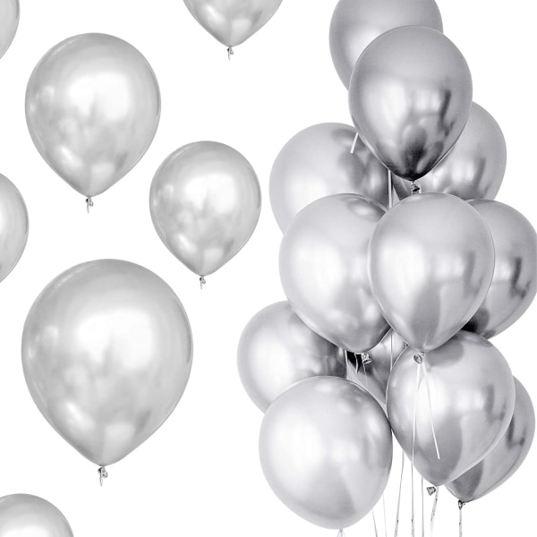 Glänsande metallballong ,50 ballonger silver