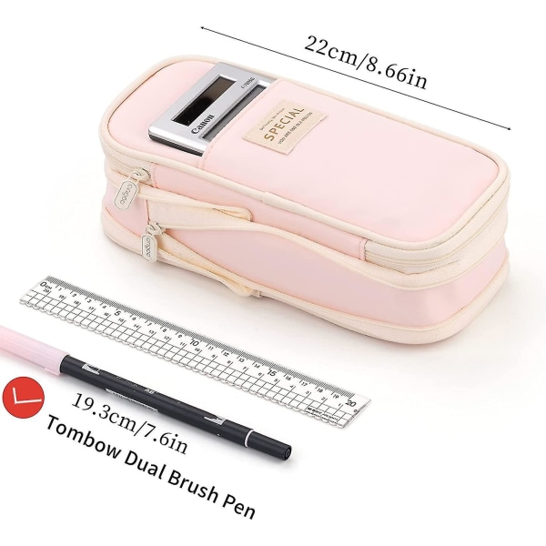Suuri kapasiteetti Case Suuri lyijykynäpussi Paperi kynälaukku tytöille 1 kpl (vaaleanpunainen)