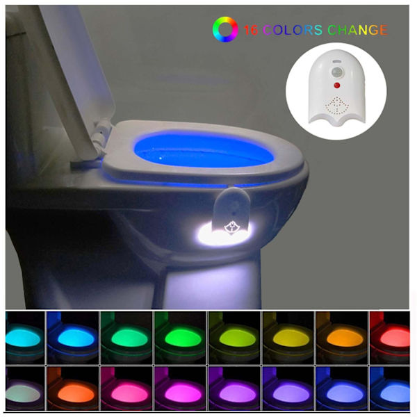 16 färger aromaterapi smart sensor toalettljus USB uppladdningsbar RGB toalettljus stämningsljus