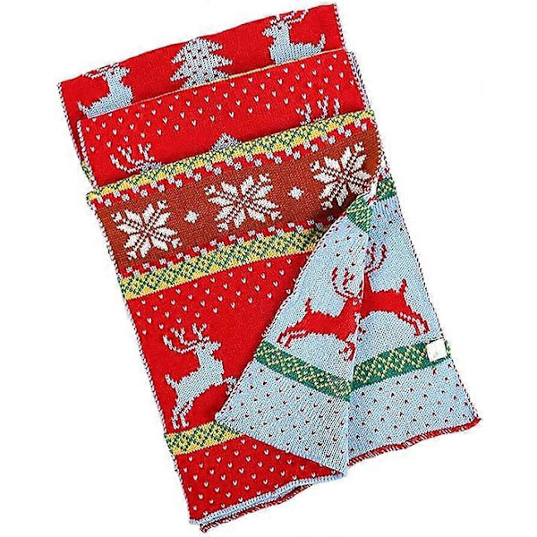 Halsduk för kvinnor, höst och vinter, kall, julröd, tjock stickad, randig, snöflinga, ren, träd, jacquard, varm, mjuk, kashmirliknande, sjal