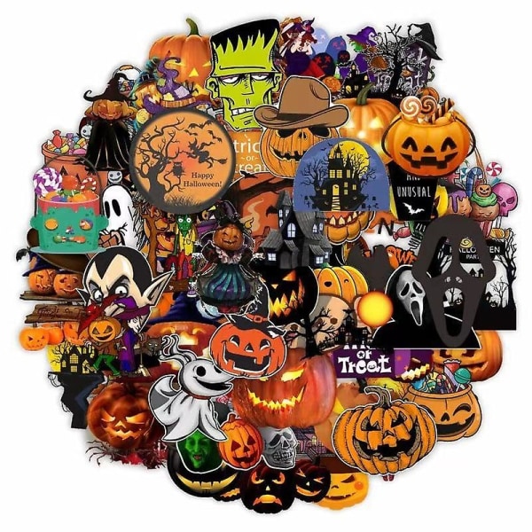 100 stk klistremerker med Halloween-gresskar-tema - Perfekt for Halloween-triks, scrapbooking og mer!