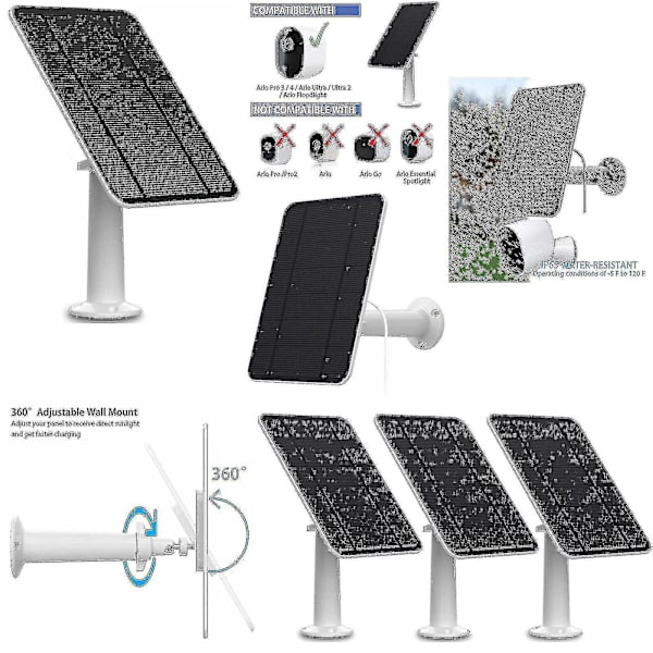 Aurinkopaneelin lataus Arlo Ultra/ultra 2/pro 3/pro 4/pro 3 -valonheittimelle/go 2 4w