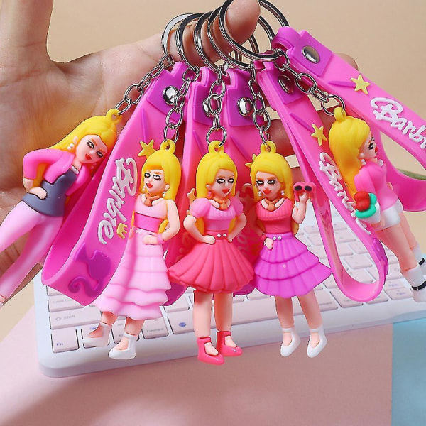 2024 Barbie Nøglering Sød 3d Pvc Barbie Dukker Vedhæng Nøglering Taske Charm Voksen Børn Gaver（1）