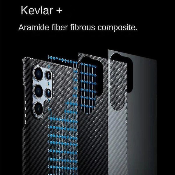 Kevlar Ultra-tynt telefondeksel som er kompatibelt med Samsung Galaxy S22 S22+ S22 Ultra Carbon Fiber Style Drop-proof（S22 Ultra，Fullt）