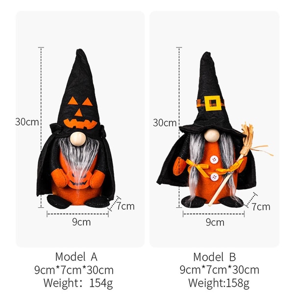 Ansiktsløse Gnomes Plysj Til Halloween Svensk Tomte Skandinavisk I Witch Hat & Cape Ansiktsløse samleobjekter（Hann）