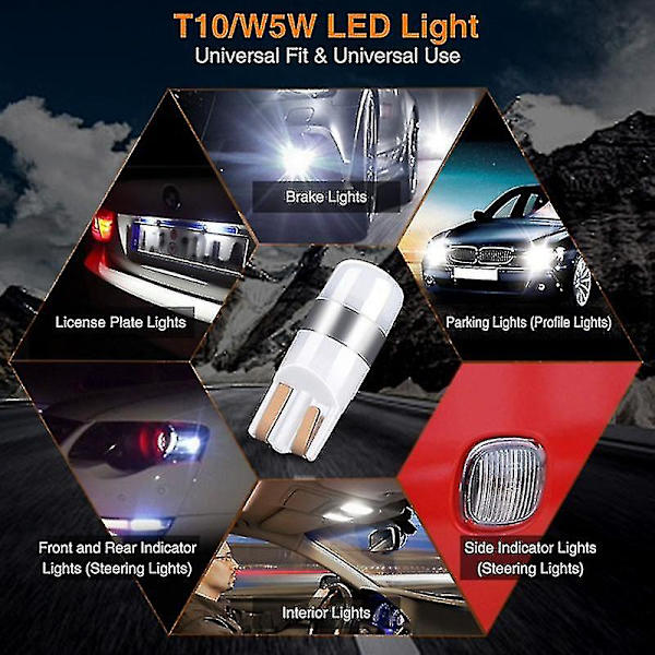4x Fel T10 Glödlampa Canbus 3030 Smd Led Bil Parkeringsljus Vit 6000k