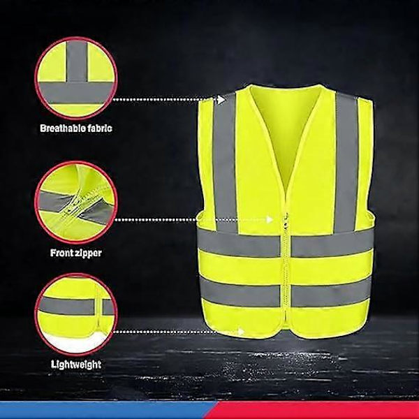 Unisex Vuxen Väst Reflekterande Väst Multi-fick Reflekterande Kläder Sanitet Trädgård Byggnad Natt Trafik