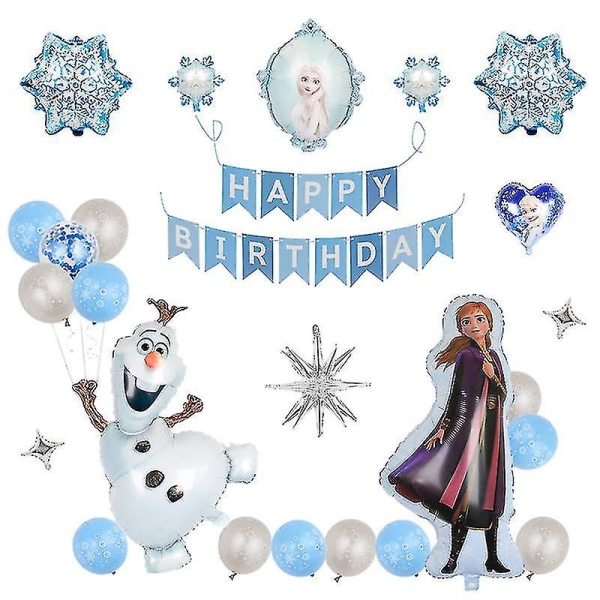 Prinsessan Elsa Folieballongsats Anna Party Dekoration Ballonger Födelsedag Baby Shower Festtillbehör（Set A Anna）