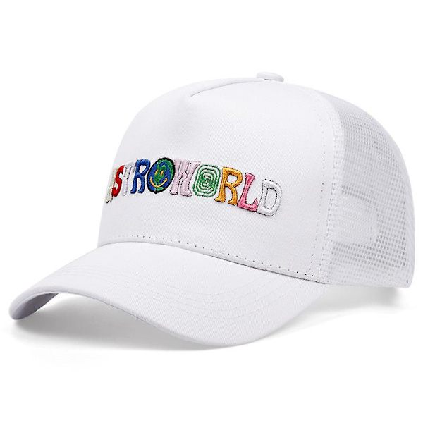 ASTROWORLD broderad basebollkeps utomhus sport mesh duckbill keps sommar solskydd andningsbar mesh ASTROWORLD Web Vit