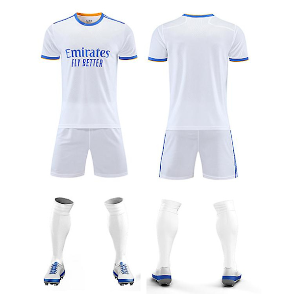 Tilpasset Retro Team Fodboldtrøje Sæt Mænds Børnetrøje Fodbold S（L，Real Madrid hjemme）