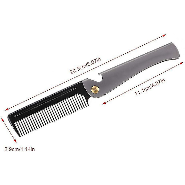 Fällbar Skäggkam, Rostfritt Stål Rund Kam Tänder Skäggkam Fick Moustache Formningskam För Barberare Salong