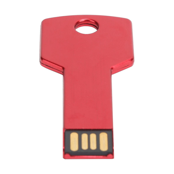 Röd USB-minne i aluminiumlegering med nyckelform för bil, dator och hem - 8 GB