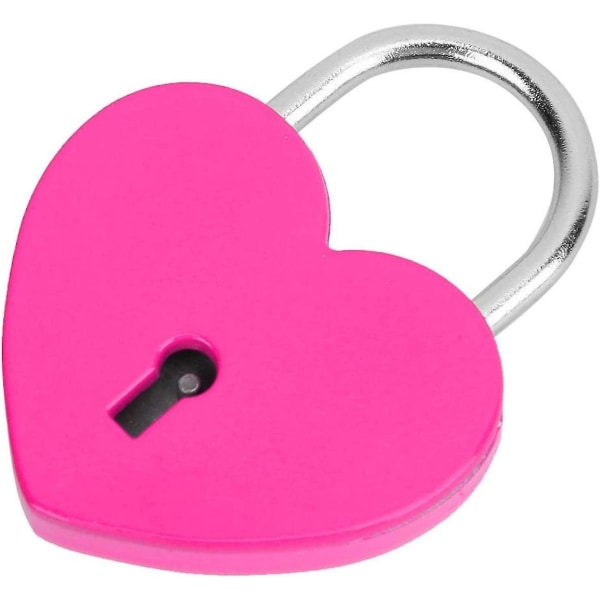 Riippulukko, Metallinen sydämen muotoinen lukko avaimella, metallinen lukko matkalaukkupäiväkirjakirjakorurasiaan (ruusunpunainen)