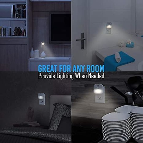 Nattlampa LED nattlampor Anslut till vägg - Super Smart Dusk to Dawn Sensor Aktiverad, Automatisk På & Av, Används för kök, badrum, hemförbättring