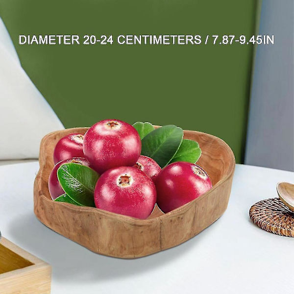 Fruktfat i Trä, Träskål för Godis, Fruktplatta, Träskulptur, Rotfruktplatta, Trä, 20-24 Cm