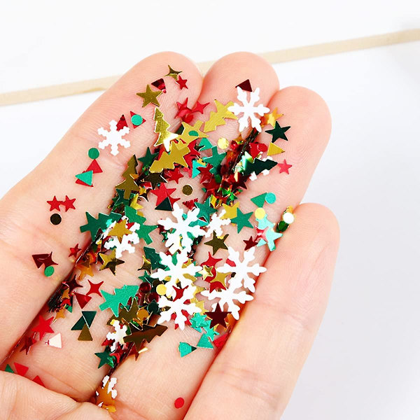 6 Rutor Julnagelglitter Sekvenser Vinternagelkonst Dekorativa Holografiska Laser Snöflinga Glitter Nagelchips (två Ask)