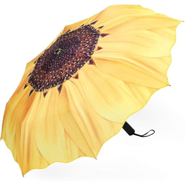 Automaattiset sateenvarjot - Tuulenpitävä Kevyt Matkakompakti Kokoontaittuva Sateenvarjo Auringonkukkasuunnittelu, Vahvistettu katos, Automaattinen avautuminen/sulkeutuminen