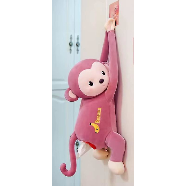 GHYT Servetthållare för bil, kreativ apa bil servettlåda förvaringsorganisatör papperhållare för badrum sovrum bil (rosa)
