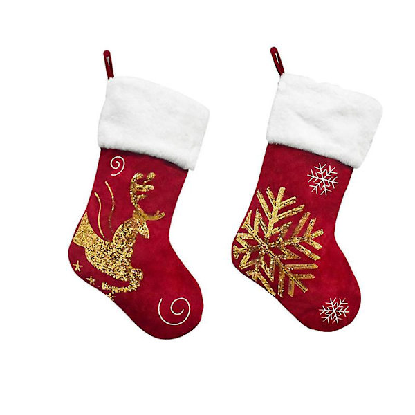 Julstrumpor Presentpåse Rensa Flanell Broderi Julstrumpor Julpresenter Julhängen (Snöflinga)
