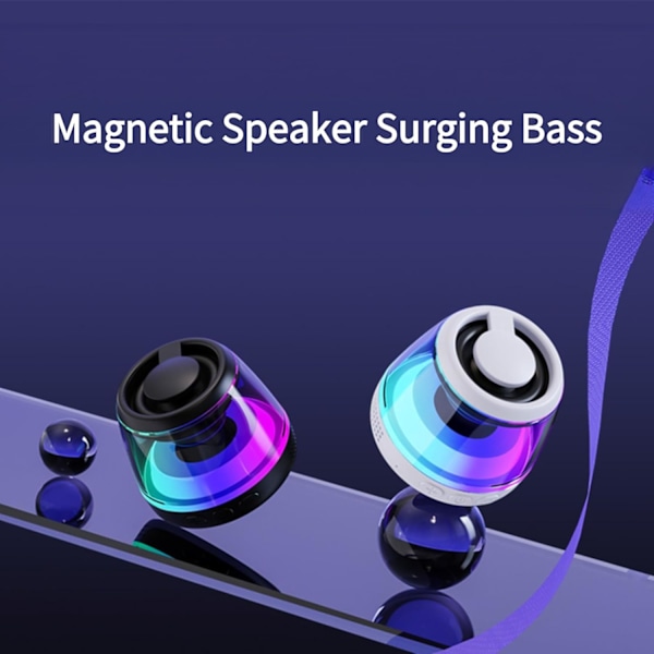 Magneettinen Bluetooth-kaiutin, kannettava Bluetooth-kaiutin, langaton puhelinteline pelikäyttöön, pieni ja kannettava, RGB-valo, teini-ikäisen lahja. (Musta)