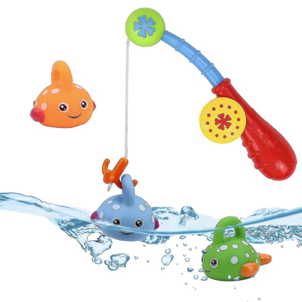 Badeleker Babyfiskespill For 1 2 3 4 åringer Jenter Gutter Svømming Padlebasseng Leker med lekefiskestang for barn