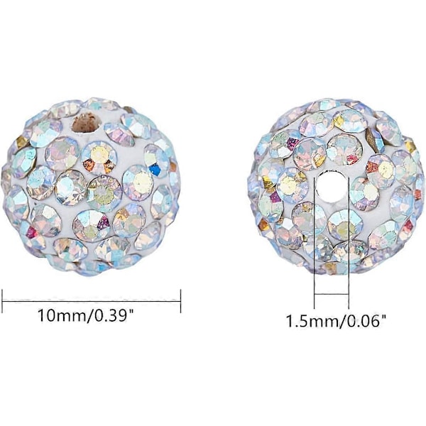 100 st 10mm Kristall AB Strass Paved Discokula Lera Pärlor, Polymerlera Strass Pärlor Runda Berlocker Kristall Pärlor för Armband Halsband Örhänge