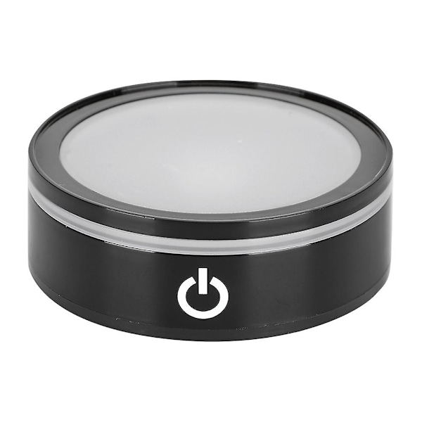 Led-bas i kristall, svart, platt touch, multifunktionell, färgglad, vitt ljus, 3d inre snidning, laserbas