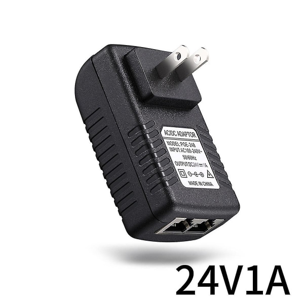 PoE-injektor strømforsyning for Ipc-kamera Dc24V 1A EU-plugg