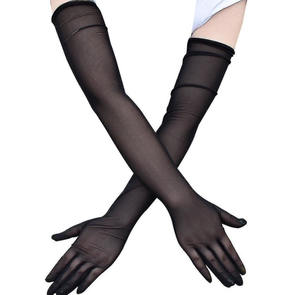 Mesh handsker 1 par elegante sorte mesh handsker til kvinder - åndbare og forlængede for komfort og stil