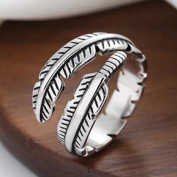 WABJTAMWomen's Ring Adjustable Feather Ring Leaves Open Ring Wedding Engagement Ring for Women Girls