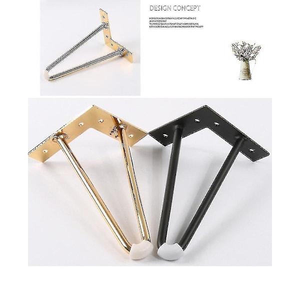 10cm-40cm Jern Bordben Kabinet Fødder Hårnål Skrivebord Ben Metal Møbelfod 1 Stykke