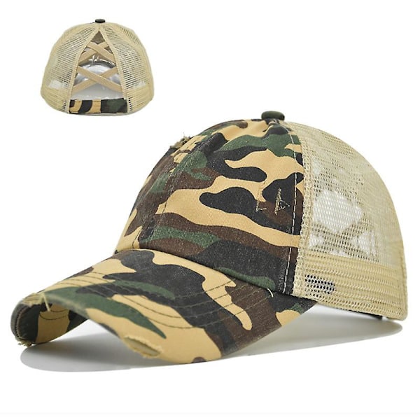 Stretch Cross Ponytail Hat Ripped Ponytail Hat Washed Cross Ponytail Mesh Hat Dame Fletning Hat