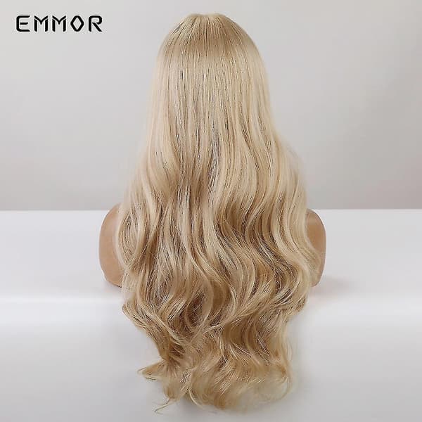 Platinablond lång lockig peruk blond