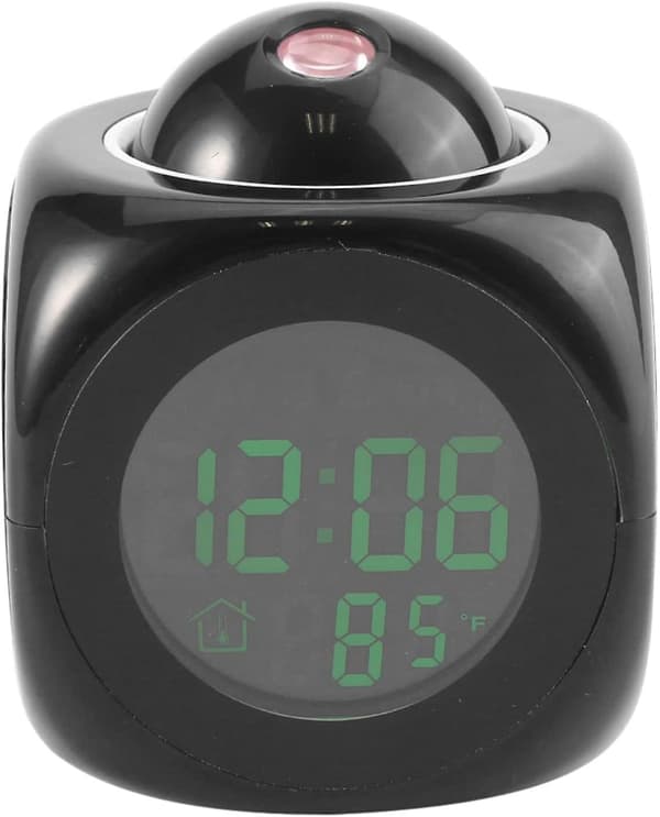 Projektorväckarklocka, multifunktionell digital LCD-klocka, med rösttalande och temperaturvisning för sovrum, hemmakontor, sömnstimer, sängklocka