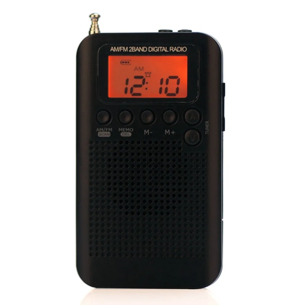 HRD-104 Bärbar AM/FM-stereoradioficka 2-bands Digital Tuning Radio Minimottagare Utomhusradio med hörlursband 1,3 tums LCD-skärm