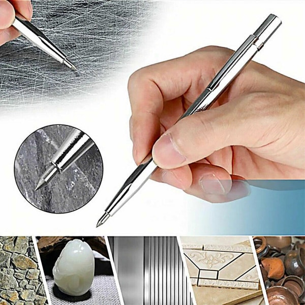 1 stk metalplade glasmarkør Bogstavpen Håndbogstave Penne Scribing Pen (sølv)