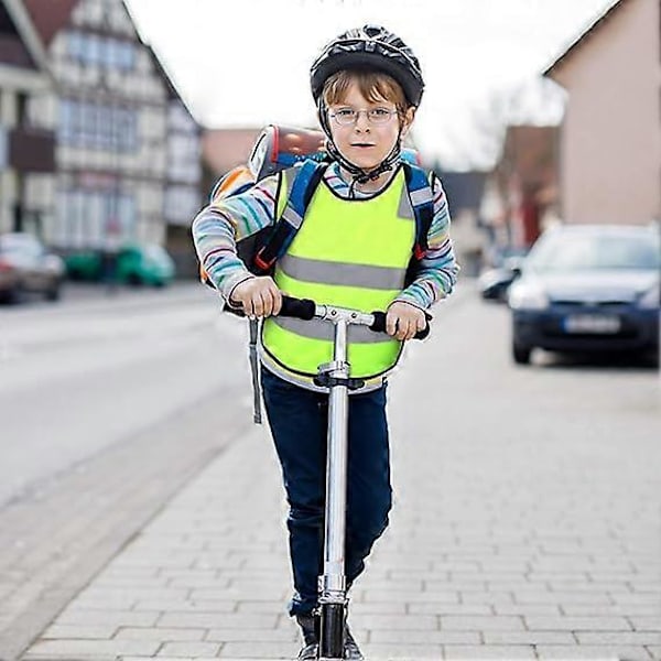 Säkerhetsväst för barn, synlig för cykling, skidåkning, förskola, utomhusaktiviteter, säkerhetsskydd, reflekterande, 85 g, barns väst, fluorescerande grön