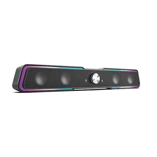 RGB-belyst Mini Soundbar med Bærbar Desktop Subwoofer, Bluetooth Højttaler til Forbedret Bas