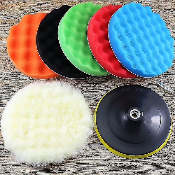 6 tum 150 mm svamp polering polering vaxning pad kit set förening bilpolerare + M14 borr adapter kit