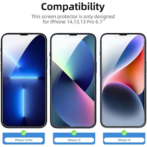 [3-pack] Skärmskydd i härdat glas, utformat för iPhone 13 Mini (5,4 tum), kompatibel med skal, ultraresistent