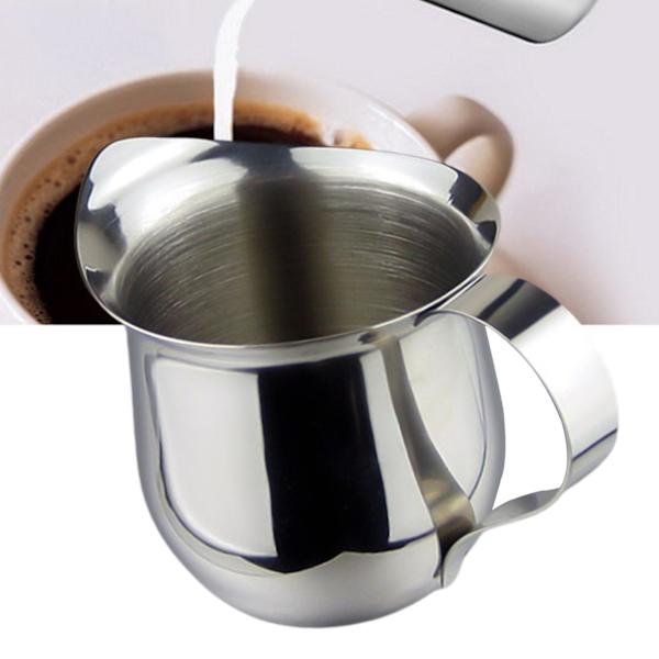 Cappuccino Kaffeekanne Edelstahl Latte Milchbecher Spitzmund Milkshake Tasse（90ML）