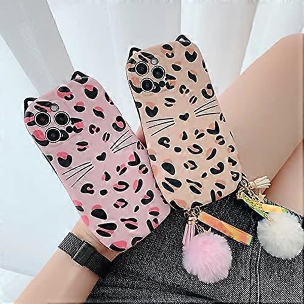 Telefonfodral för iPhone 7 Plus/8 Plus, Flicka Kvinna Vacker Leopard Spetsiga Öron Katt Mjuk TPU Silikon Gummikåpa Full Kropp Kamera Täckta Skydd