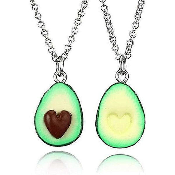 2 st BFF Frukt Halsband för 2 - Bästa Kompisar Bästa Vänner Halsband Söt Avocado med Hjärta Hänge Vänskap Halsband Set om 2 för Kvinnor Flickor