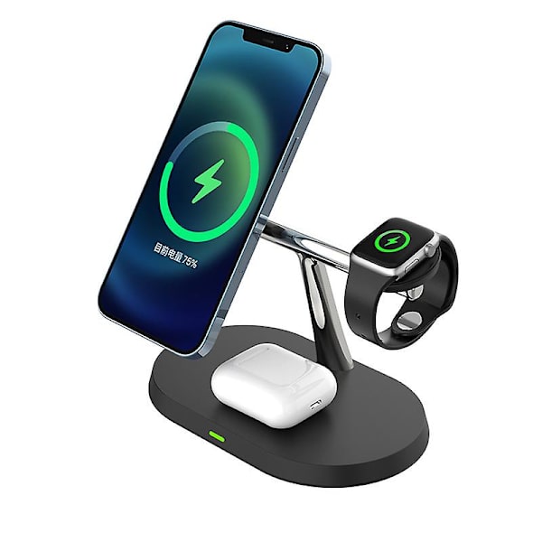Magnetisk trådløs ladestasjon, 3 i 1 hurtiglader dokkingstasjon kompatibel med Iphone 12/13, pro, Pro Max, Mini, Iwatch 7/6/se/5/4/3/2, Airpods 2/