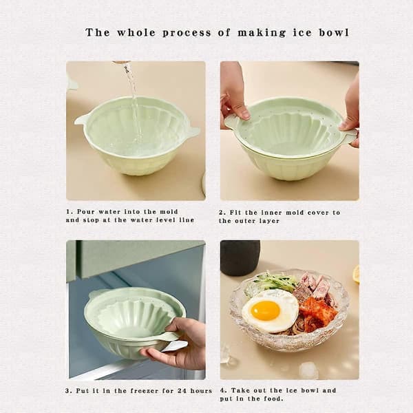 2-pack Isbitstråg, Isbitsskålform för Kalla Matbufféer, Isbitformar Roliga Former (Liten, Grön)